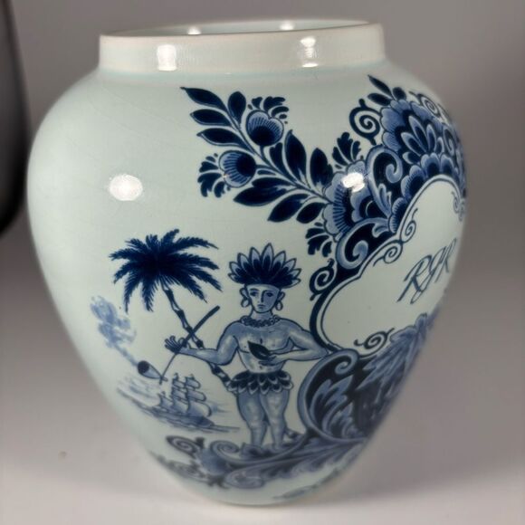 Delft Caribbean Islanders Smoking Tobacco Jar Made by OUD in Holland No Lid - Picture 4 of 7
